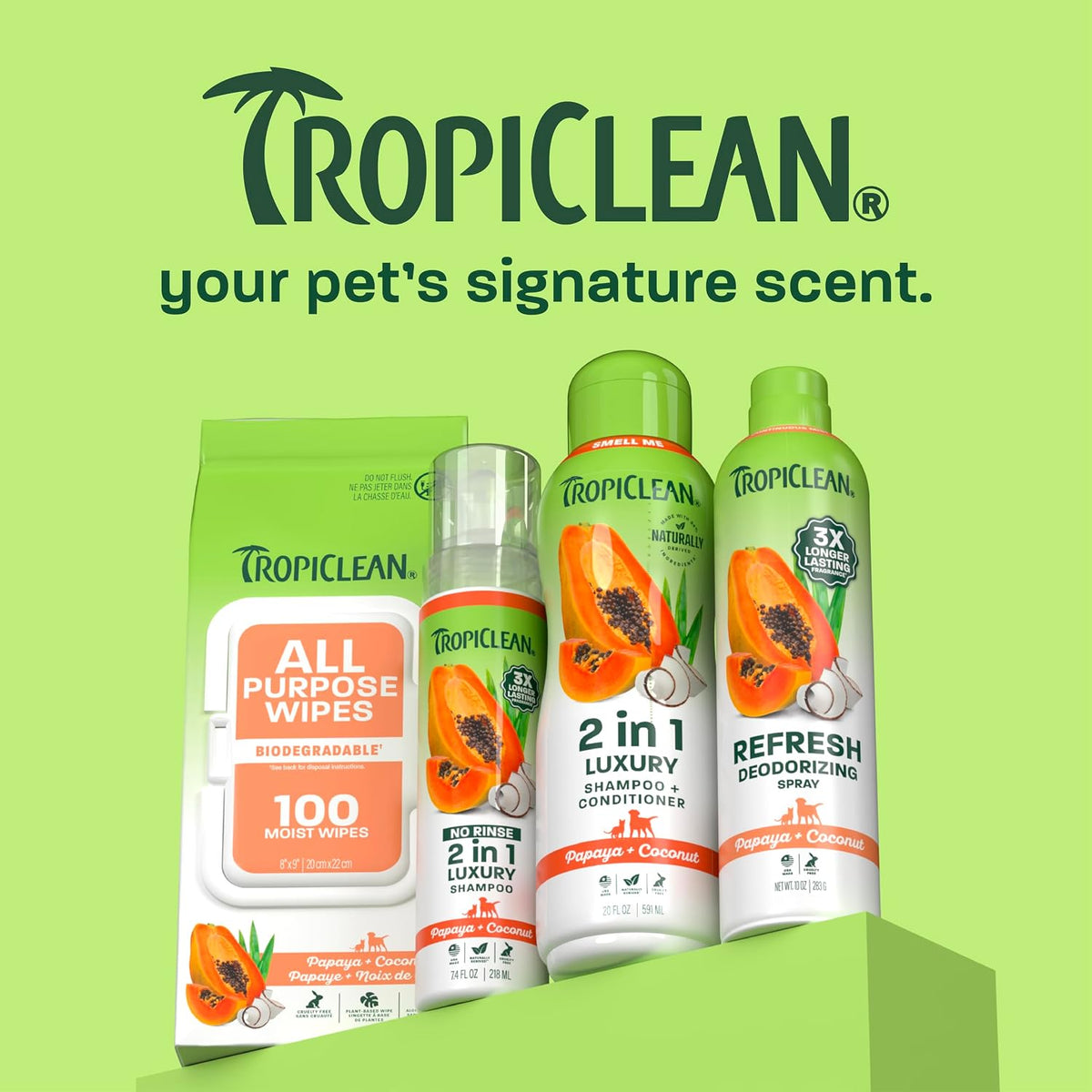 TropiClean Papaya & Coconut 2-in-1 Dog Shampoo & Conditioner 20 oz