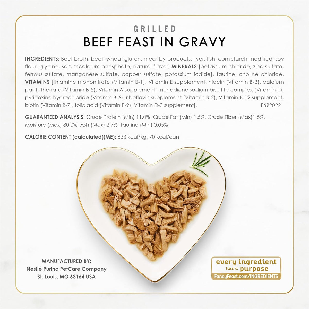 Fancy Feast Grilled Wet Cat Food Poultry & Beef Variety Pack 30 x 3 oz Cans