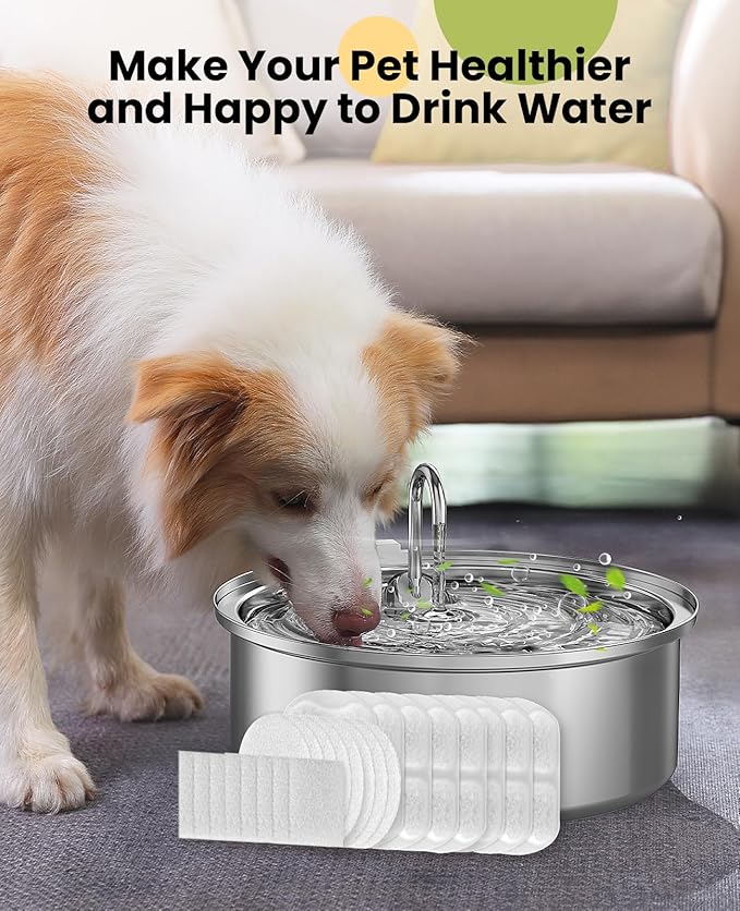Oneisall PWF-002 Replacement Filters 8 Pack for 7L Stainless Steel Dog Water Fountain