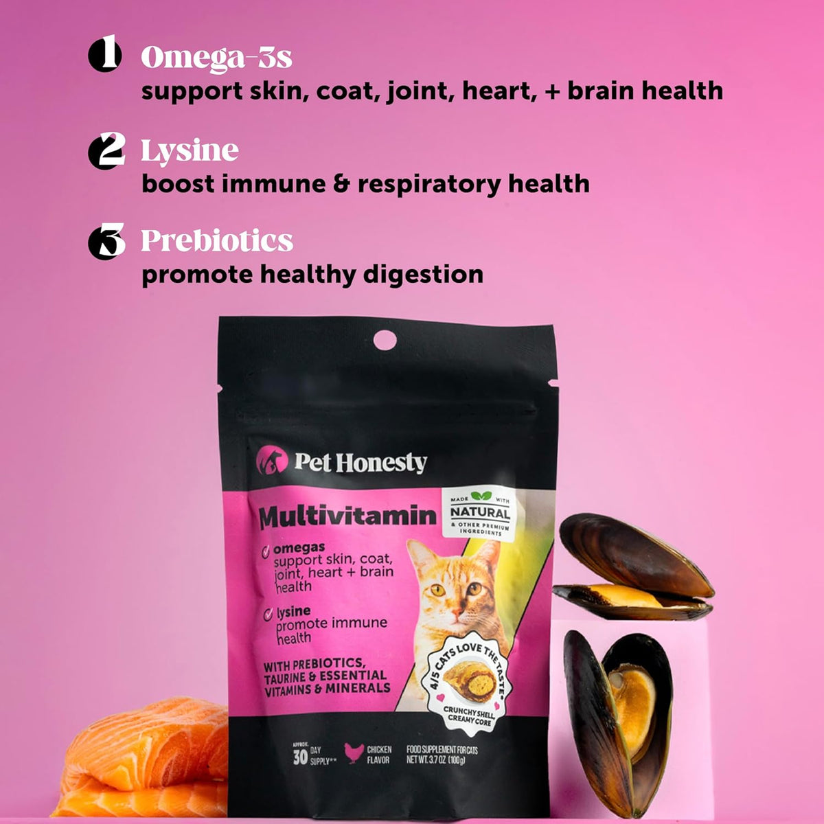 Pet Honesty Cat "Multivitamin Crunchy & Creamy" Chews with Omega 3