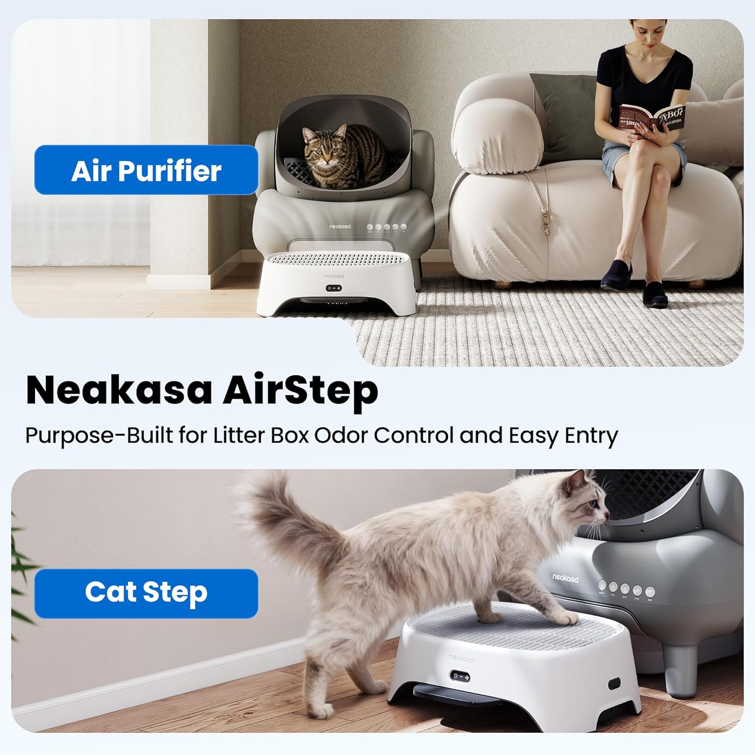 Neakasa AirStep Cat Litter Air Purifier | Cat Pedal Step with Filter