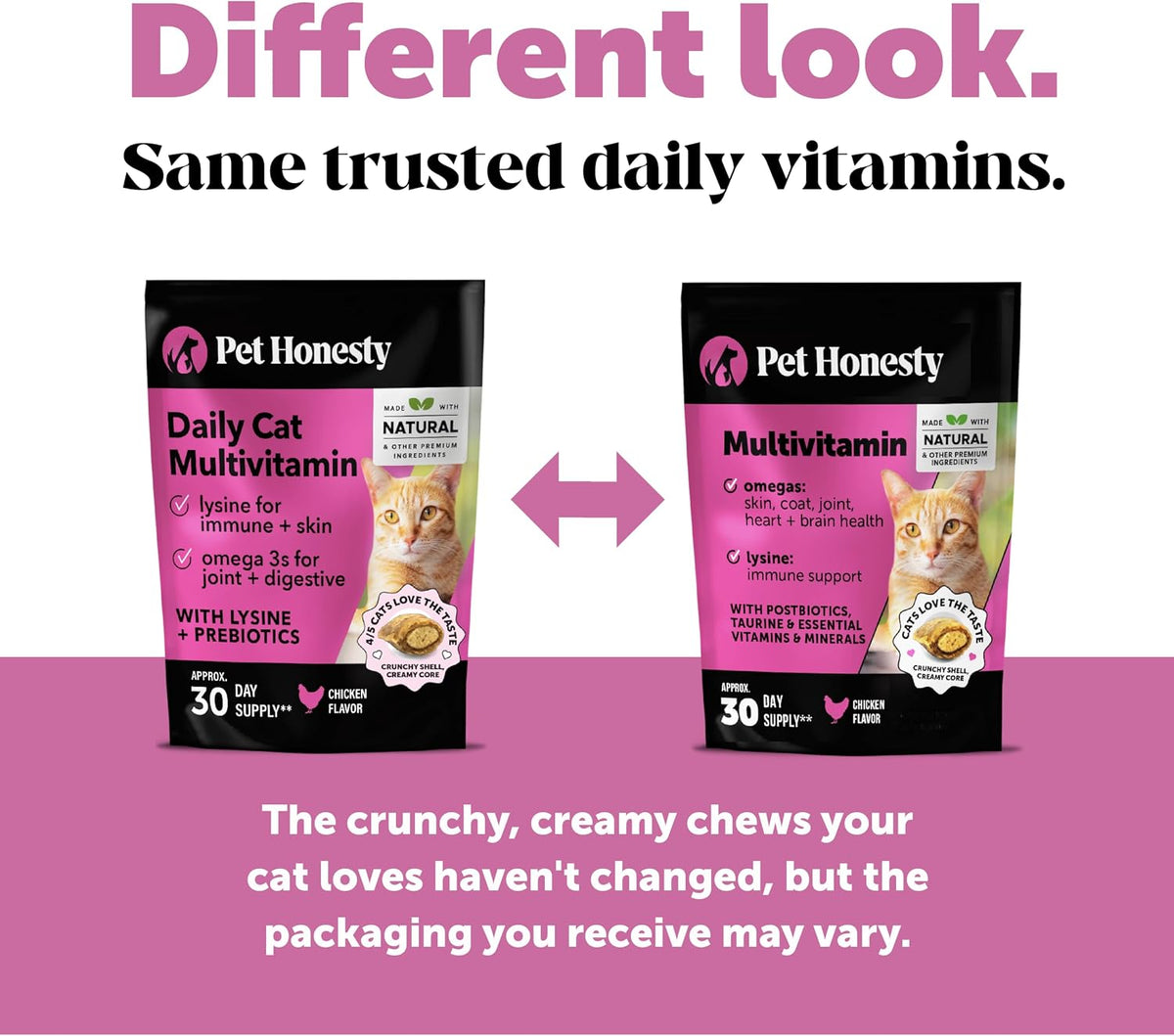 Pet Honesty Cat "Multivitamin Crunchy & Creamy" Chews with Omega 3