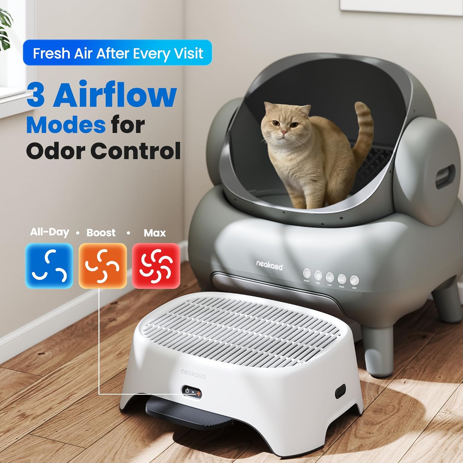 Neakasa AirStep Cat Litter Air Purifier | Cat Pedal Step with Filter