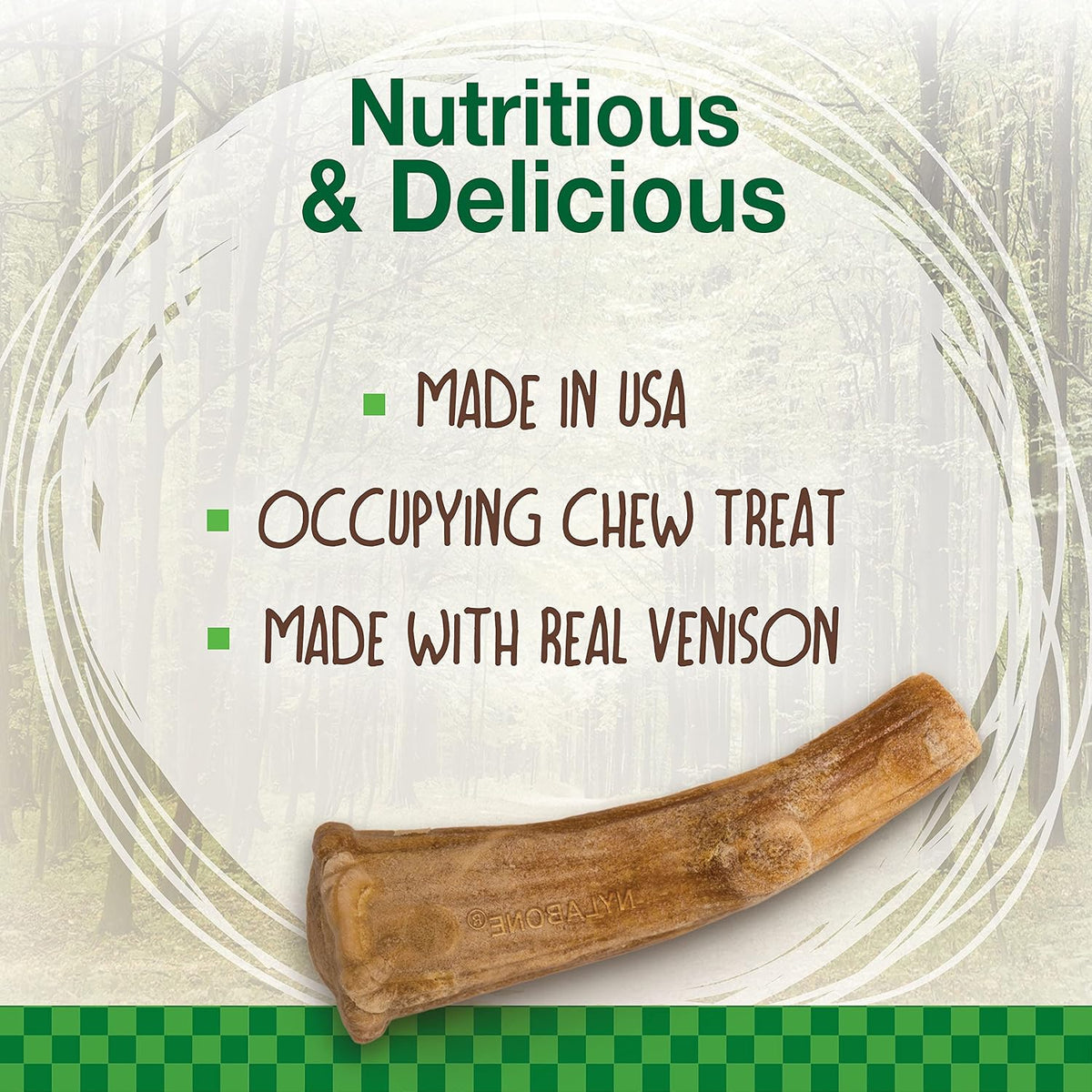 Nylabone Healthy Edibles Natural Venison Dog Treats Medium 10 Count