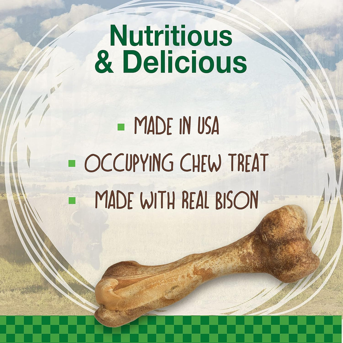 Nylabone Healthy Edibles Wild Bison Natural Dog Treats Large 1 Count