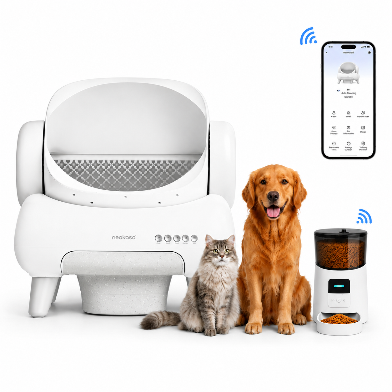 Neakasa M1 White Automatic Cat litter Box + FREE Smart Wi-Fi Pet Feeder | UAE