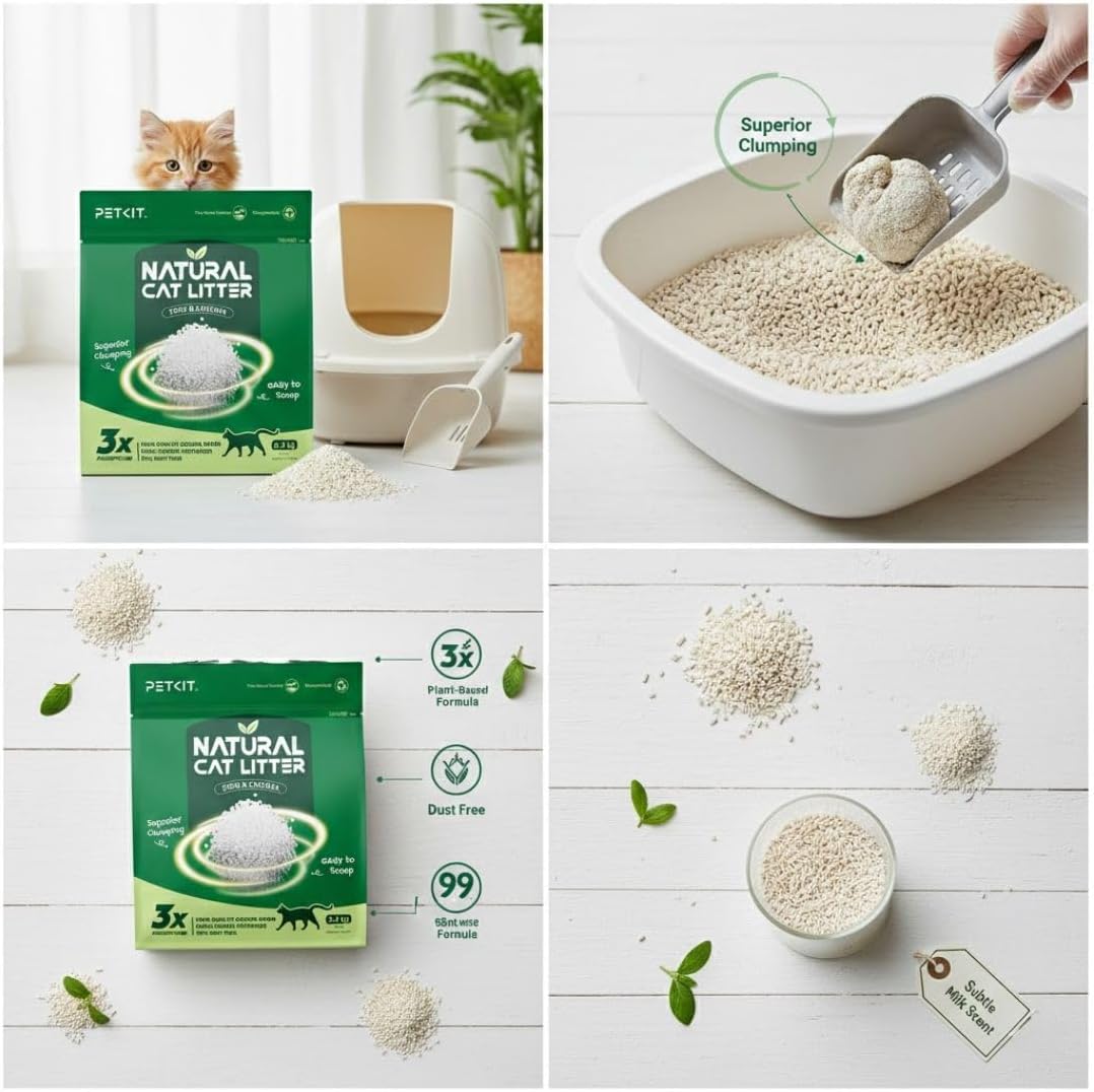 PETKIT Natural Cassava Flushable Dust-Free Plant-Based Clumping Litter 3.2 KG