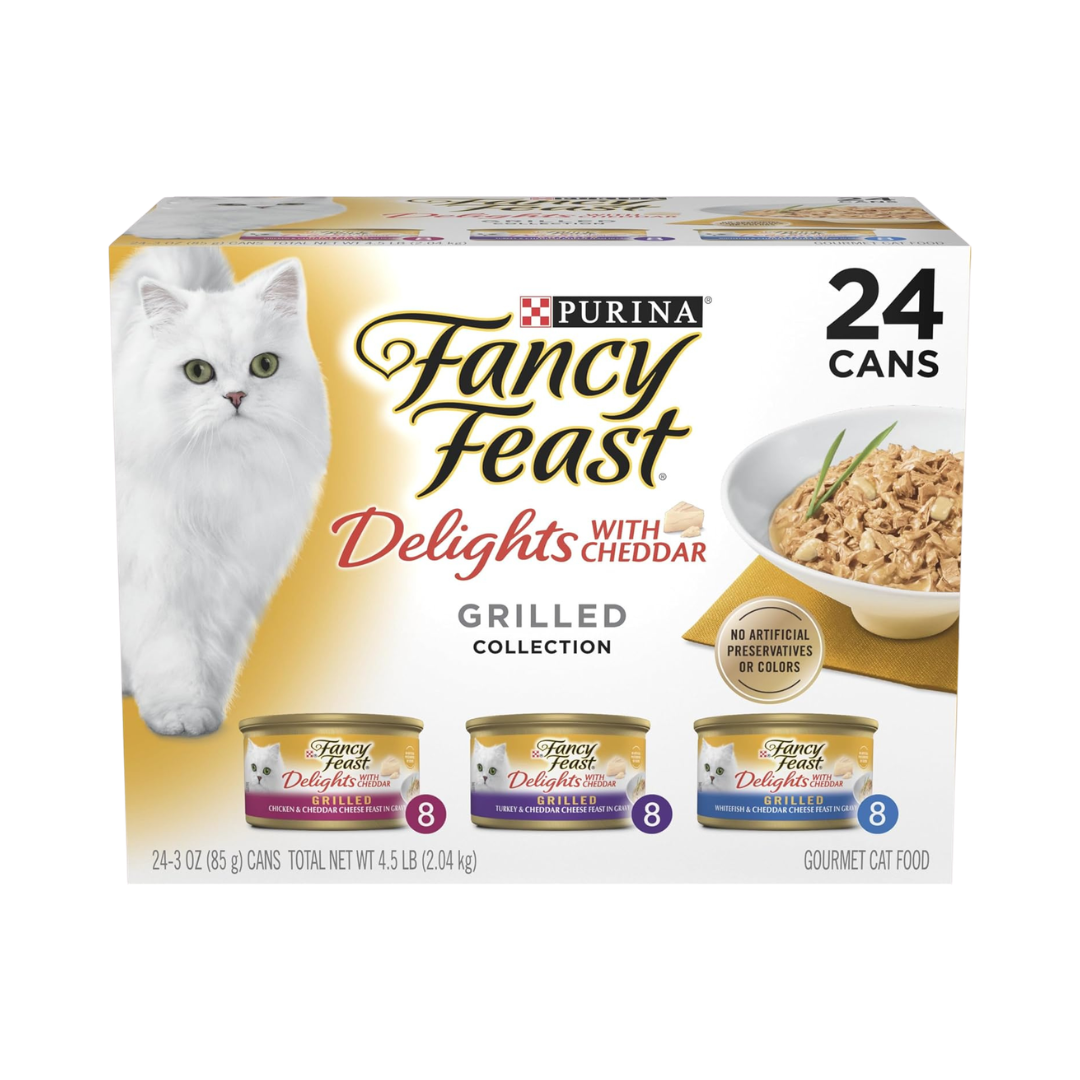 Fancy Feast "Delights with Cheddar" Wet Cat Food Variety Pack 24 Cans