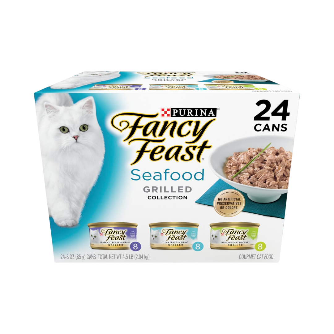 Fancy Feast Seafood Grilled Collection Wet Cat Food 24 x 3 oz Cans
