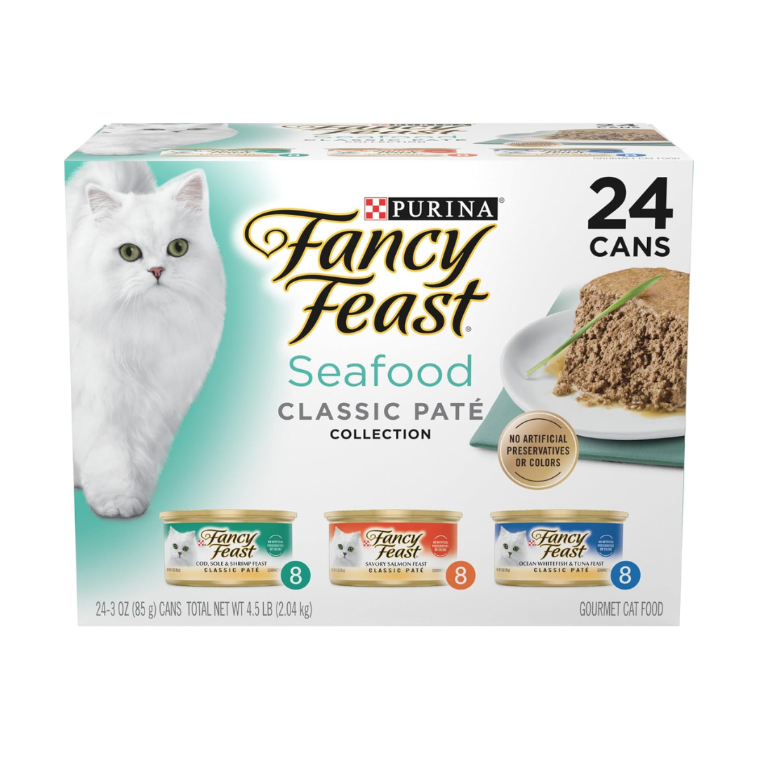 Fancy Feast "Seafood Classic Pate" Grain Free Wet Cat Food 24 Pack