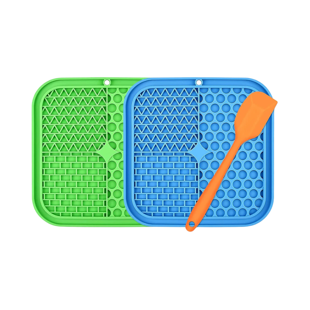 Dog Lick Pad – 2PCS Slow Feeder Treat Mat with Suction for Bathing, Grooming & Training
