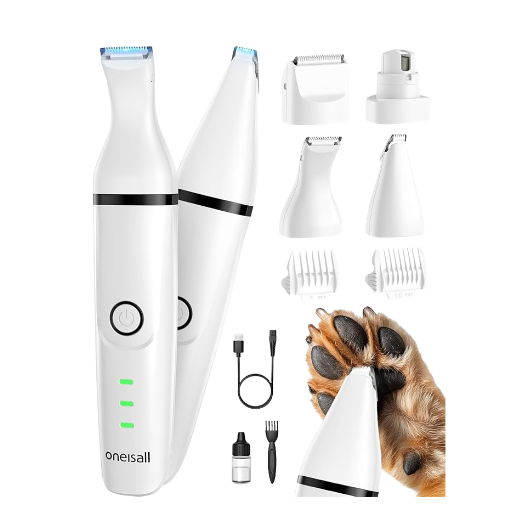 Oneisall N12 4 In 1 Quiet Dog & Cat Hair Clipper Cordless Rechargeable Grooming Kit