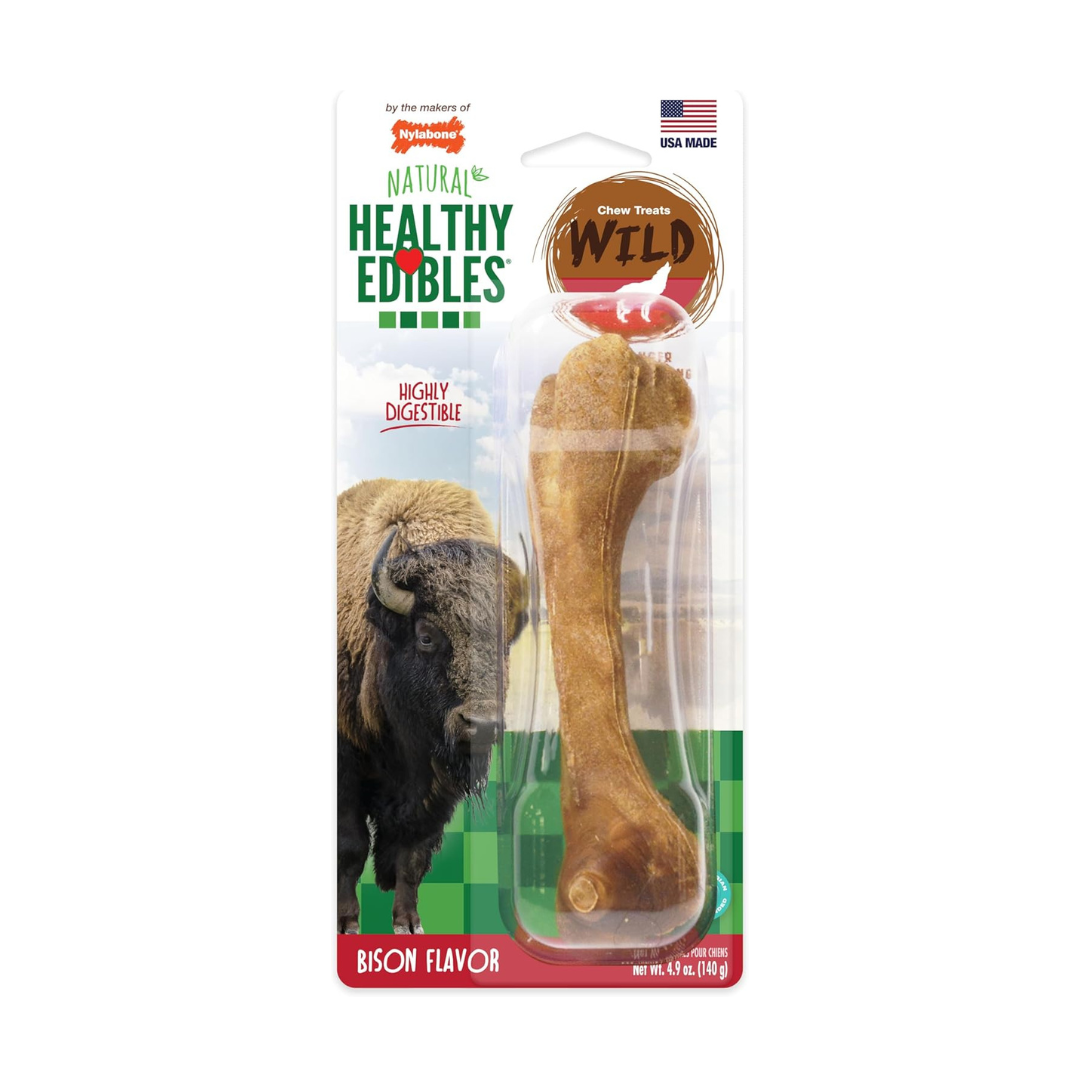 Nylabone Healthy Edibles Wild Bison Natural Dog Treats Large 1 Count
