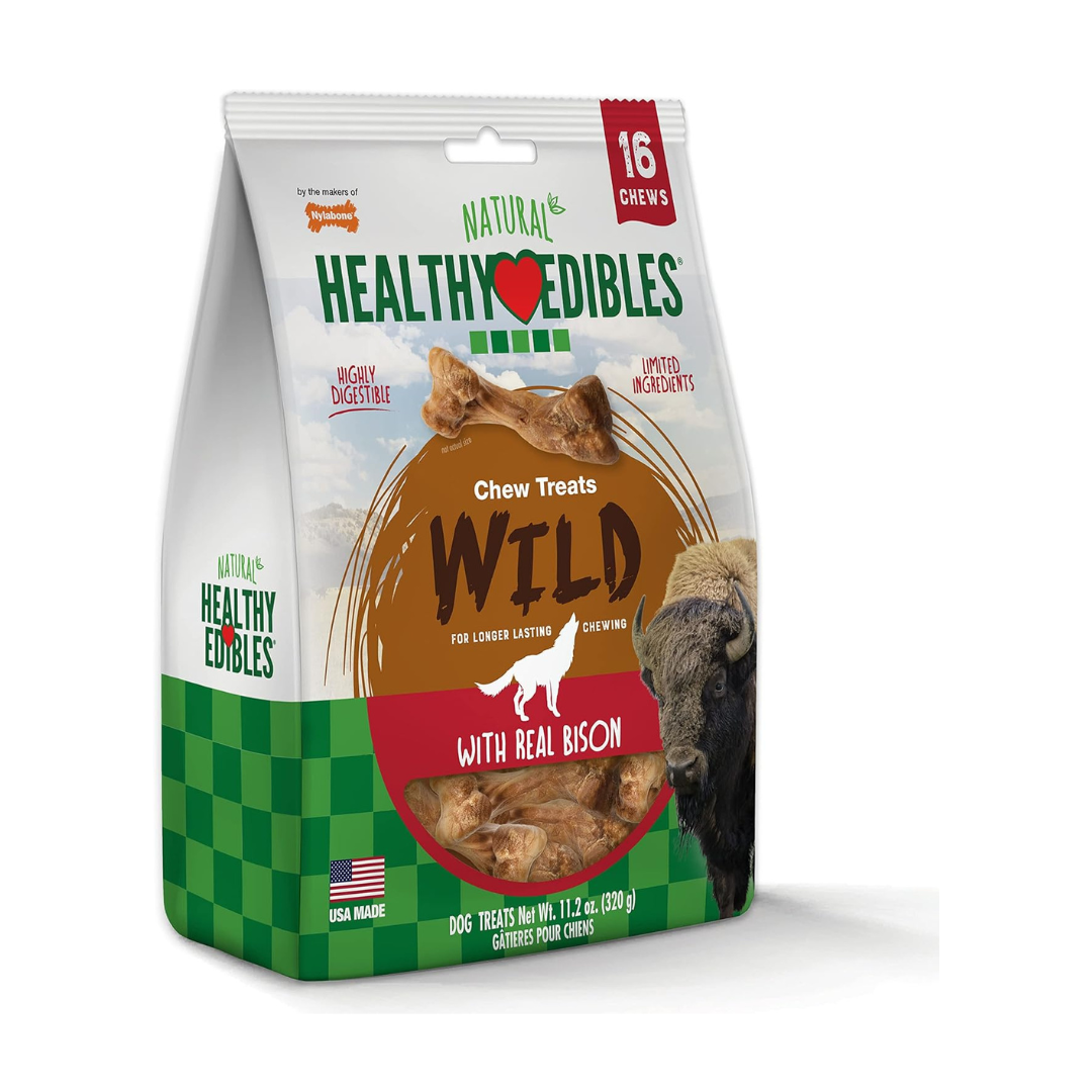 Nylabone Healthy Edibles Wild Bison Natural Dog Treats Small 16 Count