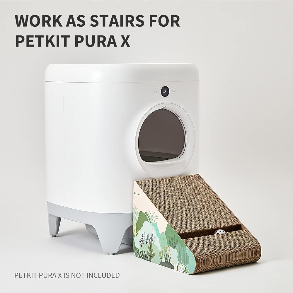 PETKIT Slant Ladder Cardboard Cat Scratcher with bell & Step Stool