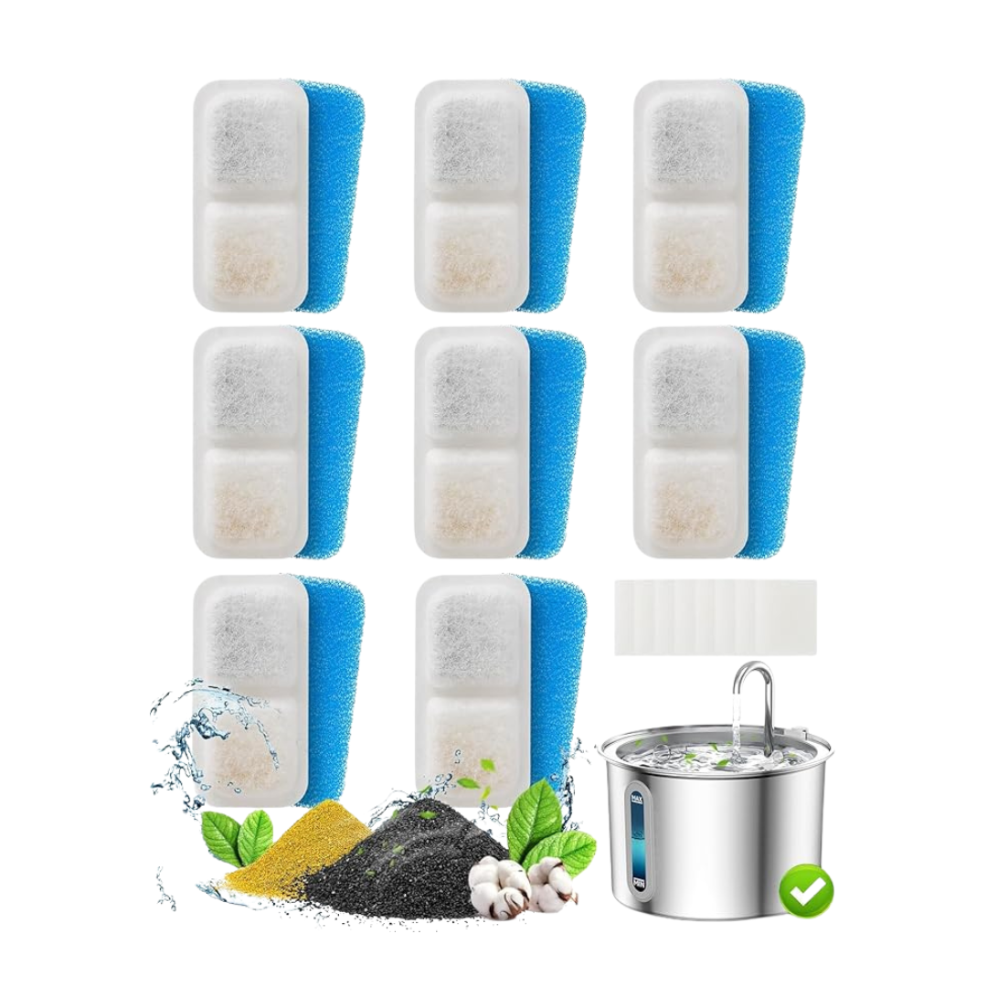 Oneisall PWF001 Replacement Filters 8 Pack for Cat Water Fountain 3-Layer Filtration System