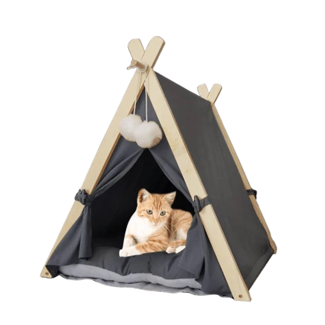 Large Washable Canvas Pet Cat Dog Tent House with Cushion