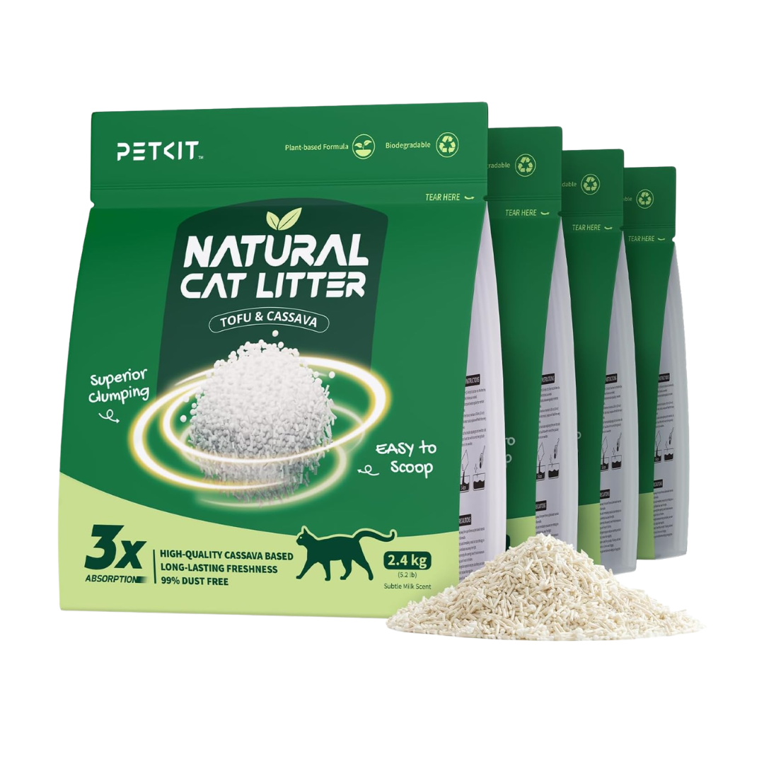 PETKIT CP-MU-4 Plant Cat Litter 100% Natural Clumping Litter 5.2lb × 4 Bags