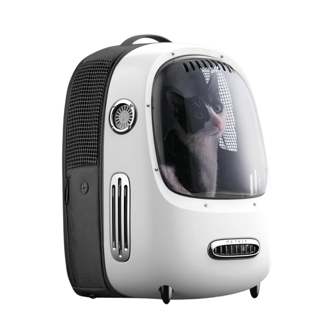 PETKIT Cat Backpack Carrier with Fan & Light | Airline Approved Pet Backpack Cream White