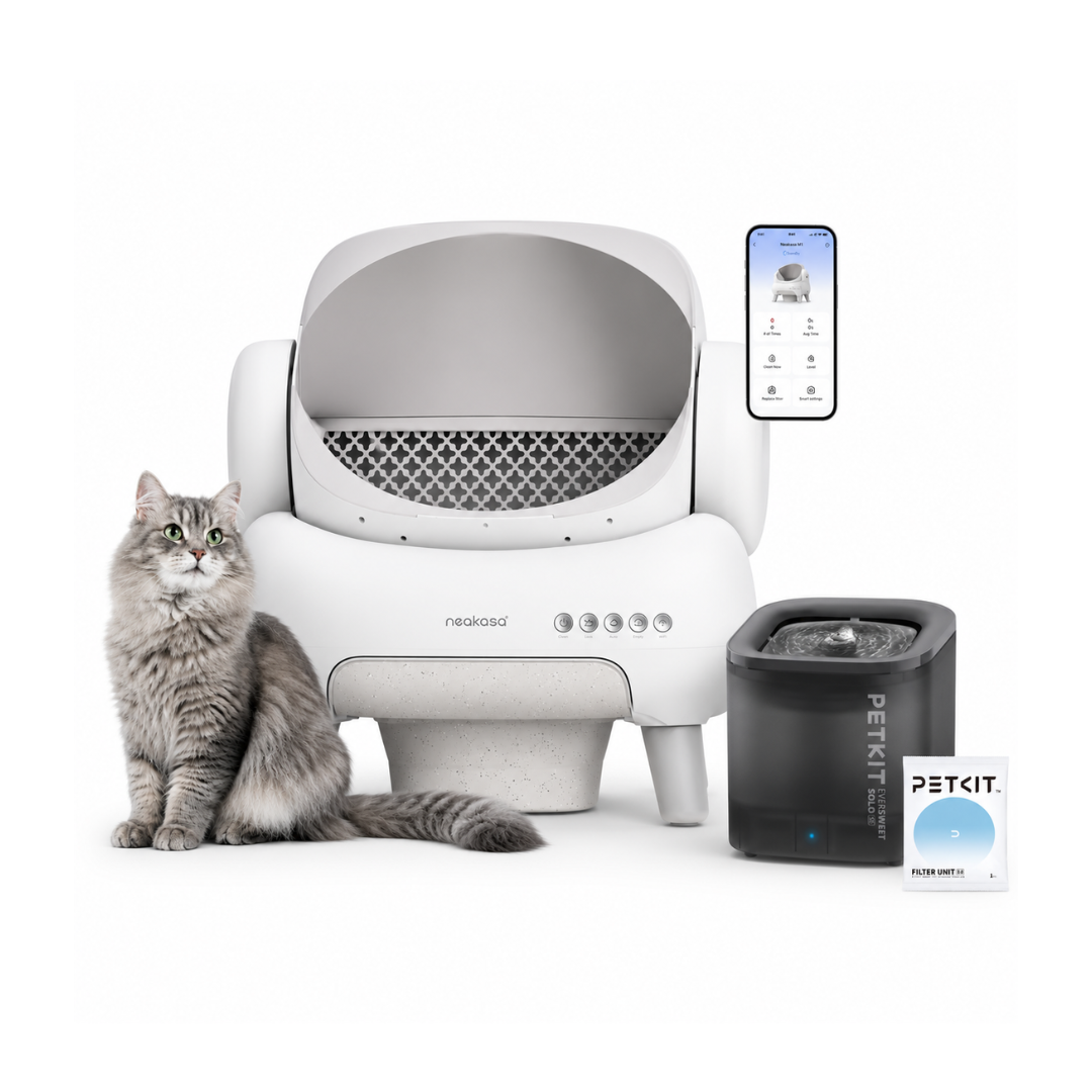 Neakasa M1 Lite Self-Cleaning Cat Litter Box white + FREE PETKIT Wireless Water Fountain