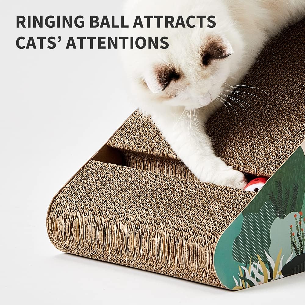 PETKIT Slant Ladder Cardboard Cat Scratcher with bell & Step Stool