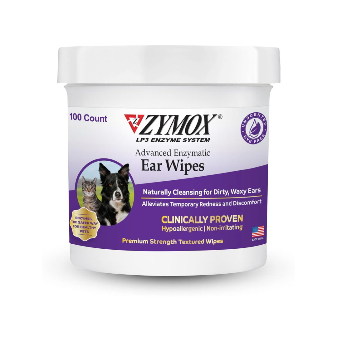 ZYMOX Advanced Enzymatic Ear Wipes for Dogs & Cats 100 and 200 Ct