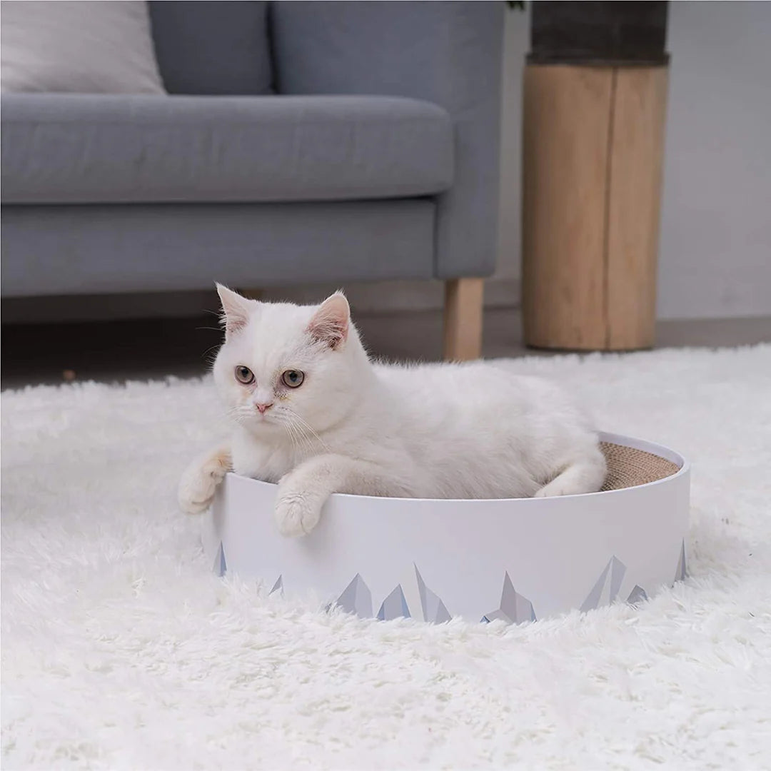2in1 Round Cat Scratching Pad & Lounge Durable Cardboard Cat Scratcher Bed