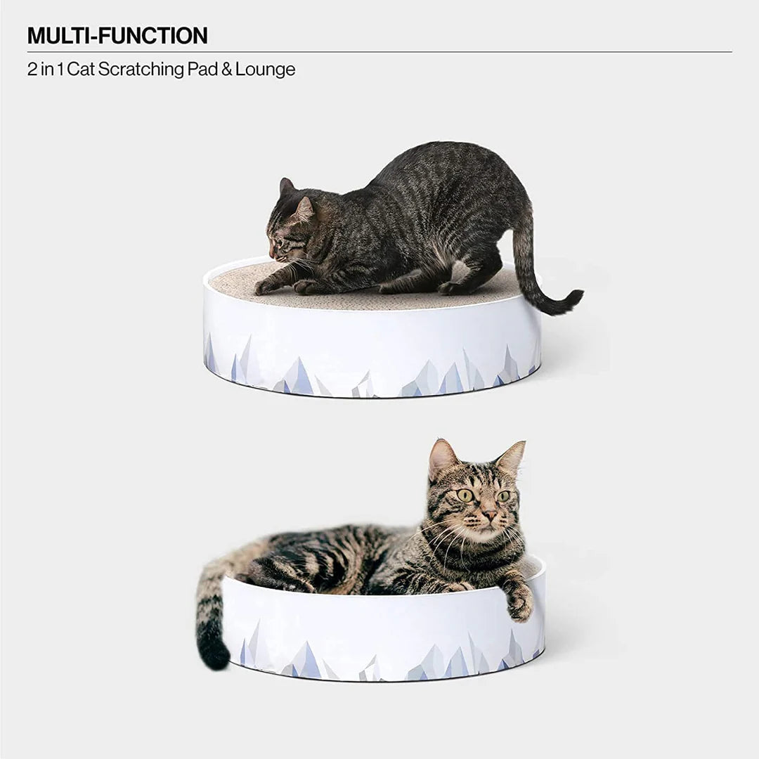 2in1 Round Cat Scratching Pad & Lounge Durable Cardboard Cat Scratcher Bed