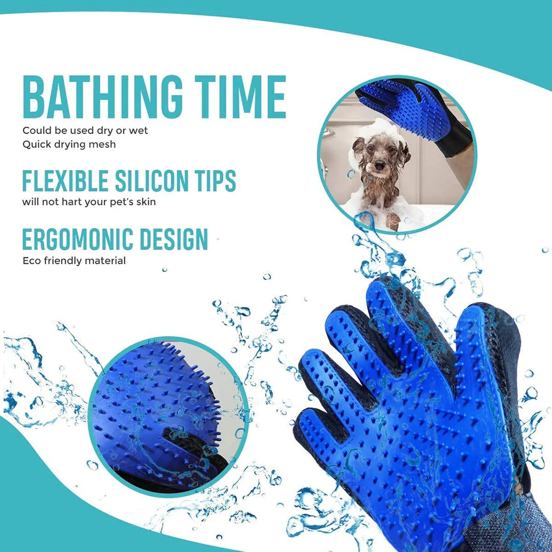 Pet Grooming Massage Hair Mitt Dirt Remover Brush Glove Left Hand