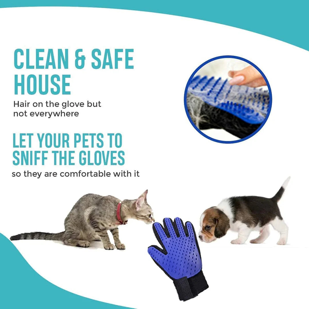 Pet Grooming Massage Hair Mitt Dirt Remover Brush Glove Left Hand